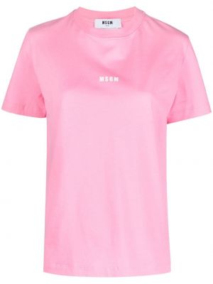 Памучна тениска с принт Msgm розово