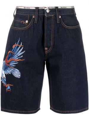 Džínsové šortky s výšivkou Evisu modrá