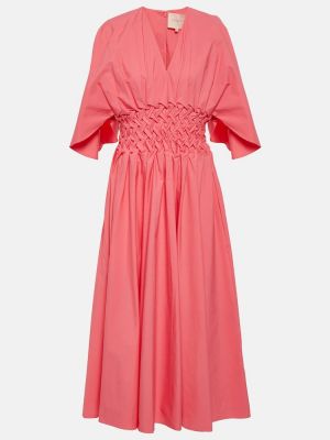 Pamučna midi haljina Roksanda ružičasta