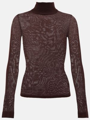 Прозрачен вълнен пуловер Nanushka кафяво