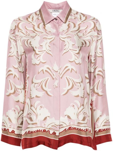 Bluză lungă de mătase cu model floral cu imagine 's Max Mara roz