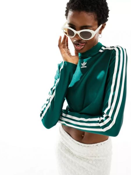 Кроп-топ с длинным рукавом Adidas Originals зеленый