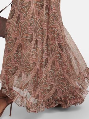 Hodvábna dlhá sukňa s potlačou Etro