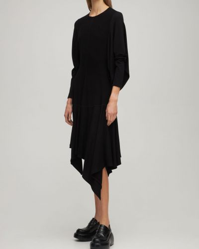 Asymetrické viskózové midi šaty Loewe černé