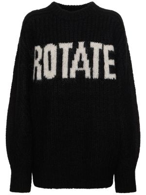 Vilnonis megztinis oversize Rotate juoda