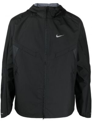 Vetrovka s kapucňou s potlačou Nike čierna