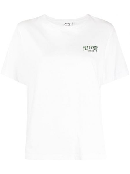 Bílé bavlněné tričko s potiskem The Upside