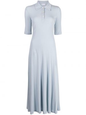 Bavlněné mini šaty s krátkými rukávy Rosetta Getty - modrá