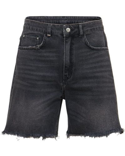 Pantaloni scurți din denim din bumbac Flâneur negru