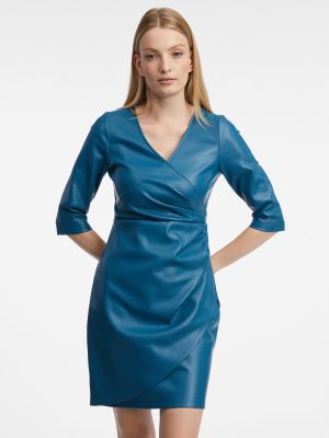 Dirbtinės odos iš natūralios odos suknele Orsay mėlyna