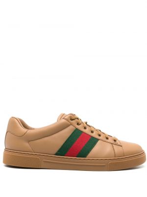 Nahast tennised Gucci Ace pruun