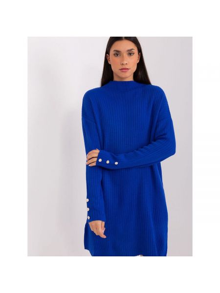 Pletené pletené pruhované šaty Fashionhunters modré