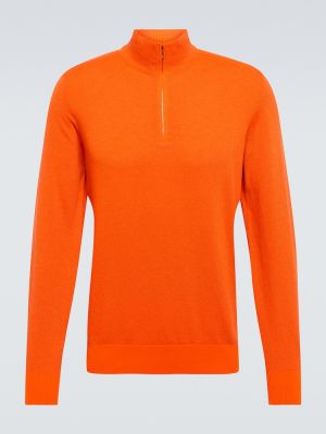 Kašmírový svetr na zip Loro Piana oranžový