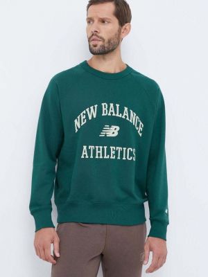 Bluza bawełniana New Balance zielona