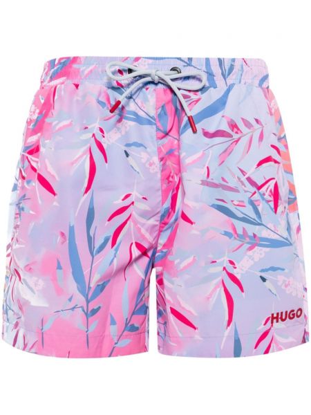 Bermuda kratke hlače s cvetličnim vzorcem s potiskom Hugo roza