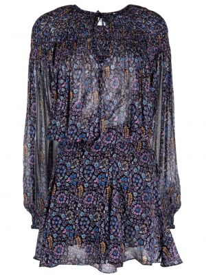 Obleka s cvetličnim vzorcem s potiskom Marant Etoile modra
