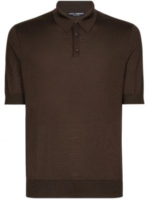 Šilkinis polo marškinėliai Dolce & Gabbana ruda