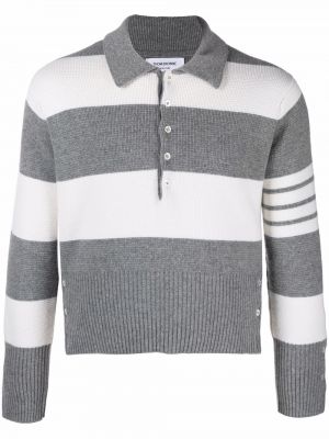 Tricou polo din cașmir cu dungi Thom Browne