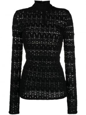 Pull en tricot à col montant ajouré Missoni noir