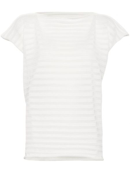 Plisseret mesh strikket top Pleats Please Issey Miyake hvid