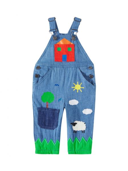 Trykt denim jumpsuit for jenter Stella Mccartney Kids blå