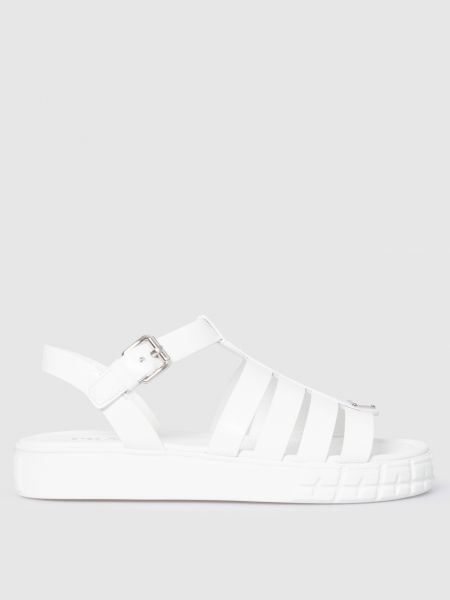 Шкіряні сандалі з логотипом Prada, білі