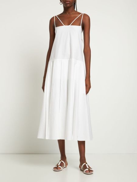 Βαμβακερή μίντι φόρεμα Khaite λευκό