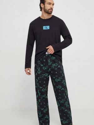 Bombažna pižama Calvin Klein Underwear črna