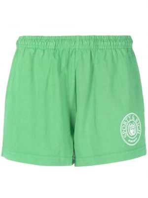 Pamučne kratke hlače s vezom Sporty & Rich zelena