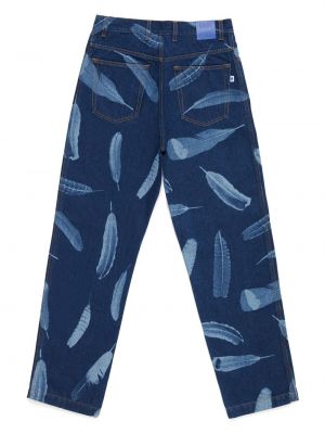 Proste jeansy w piórka Marcelo Burlon County Of Milan niebieskie