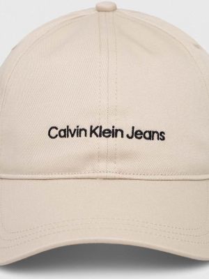 Czapka z daszkiem bawełniana Calvin Klein Jeans beżowa