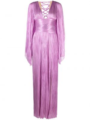 Plisované hedvábné večerní šaty Maria Lucia Hohan fialové