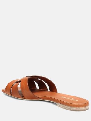 Usnjene sandali Saint Laurent rjava