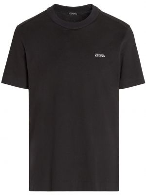 Bombažna majica s potiskom Zegna črna