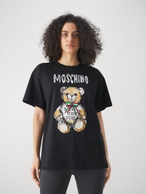 Черная футболка с принтом Moschino