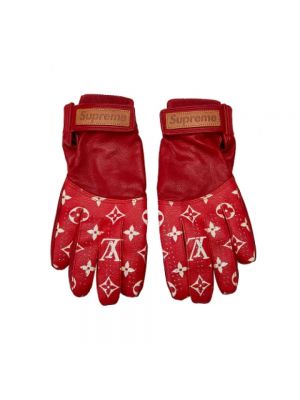 Czerwone rękawiczki skórzane Louis Vuitton Vintage