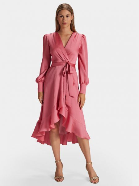 Коктейлна рокля Swing розово
