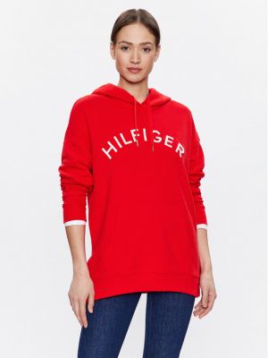 Laza szabású pulóver Tommy Hilfiger piros