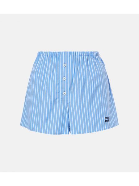 Stribet bomuld shorts Miu Miu blå