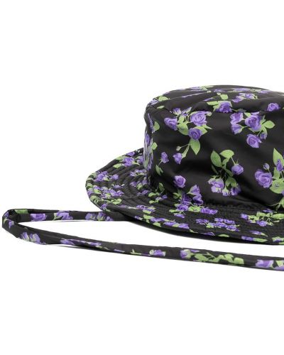 Sombrero de flores con estampado Natasha Zinko negro
