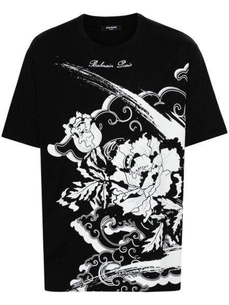 T-krekls ar ziediem ar apdruku Balmain