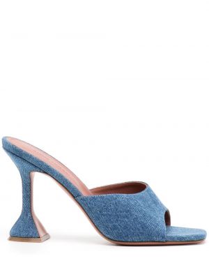 Leder pantolette Amina Muaddi blau