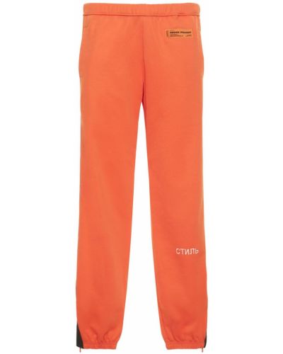 Pantaloni din bumbac Heron Preston portocaliu