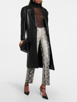 Kožené rovné kalhoty s potiskem s hadím vzorem Victoria Beckham
