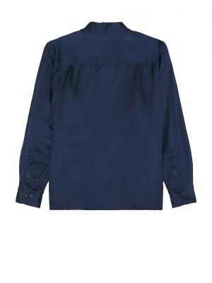 Хлопковая льняная атласная куртка-рубашка Ts(s) синяя