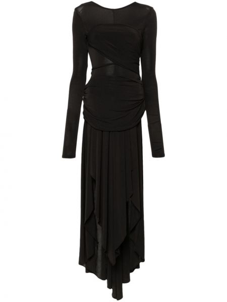 Μάξι φόρεμα ντραπέ Rev μαύρο