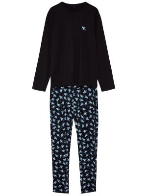 Pletené pyžamo s potiskem Trendyol černé