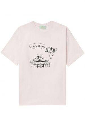Памучна тениска с принт Aries розово