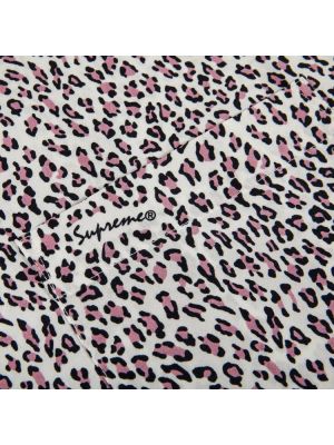 Леопардовая шелковая рубашка Supreme розовая