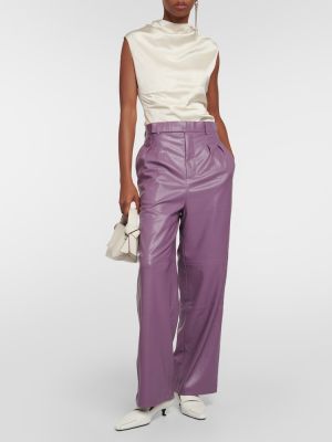 Pantalones rectos de cuero de cuero sintético Jacques Wei violeta